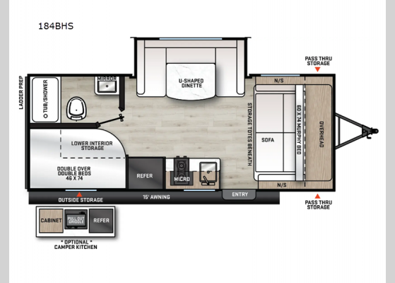 Floorplan - 2025 Catalina Summit Series 7 184BHS Travel Trailer