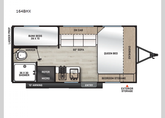 Floorplan - 2025 Catalina Summit Series 7 164BHX Travel Trailer