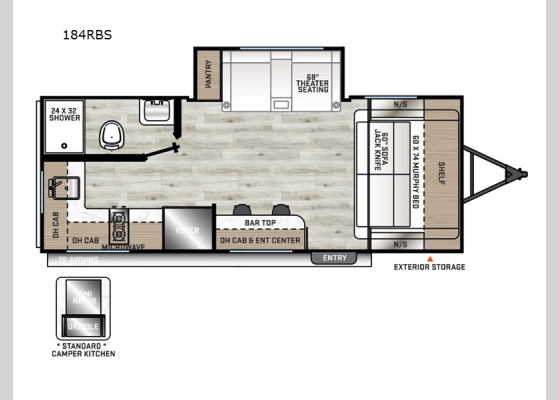 Floorplan - 2025 Catalina Summit Series 7 184RBS Travel Trailer