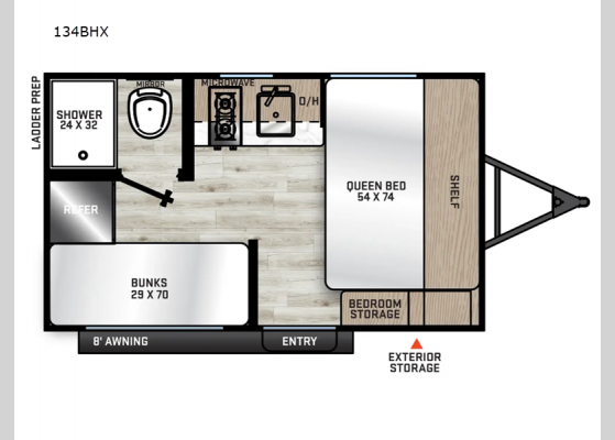 Floorplan - 2025 Catalina Summit Series 7 134BHX Travel Trailer