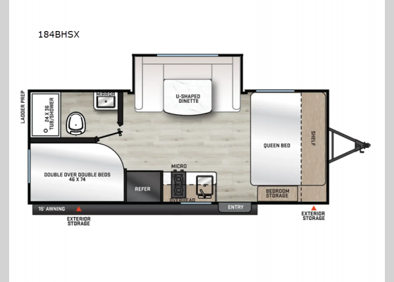 Floorplan - 2025 Catalina Summit Series 7 184BHSX Travel Trailer