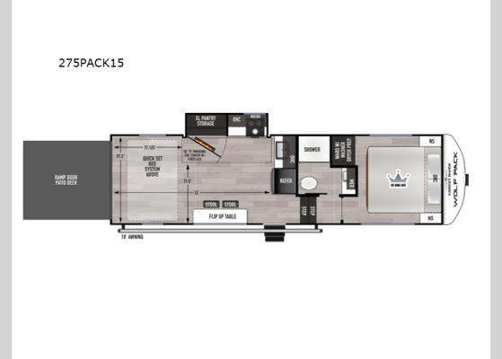 Floorplan - 2026 Cherokee Wolf Pack 275PACK15 Toy Hauler Fifth Wheel