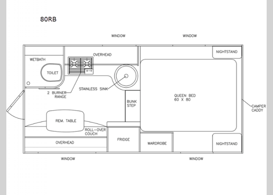 Floorplan - 2024 Adventurer 80RB Truck Camper