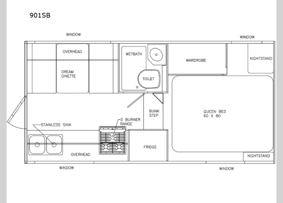 Floorplan - 2024 Adventurer 901SB Truck Camper