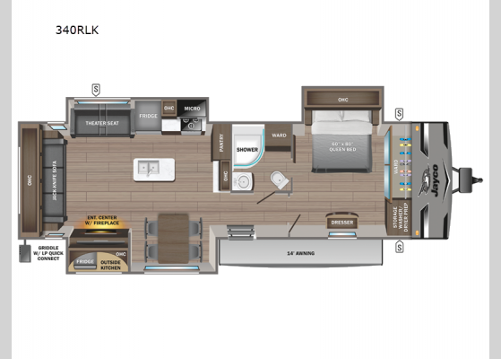 Floorplan - 2025 Jay Flight 340RLK Travel Trailer