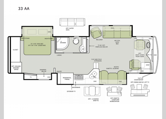 Floorplan - 2024 Allegro RED 360 33 AA Motor Home Class A - Diesel