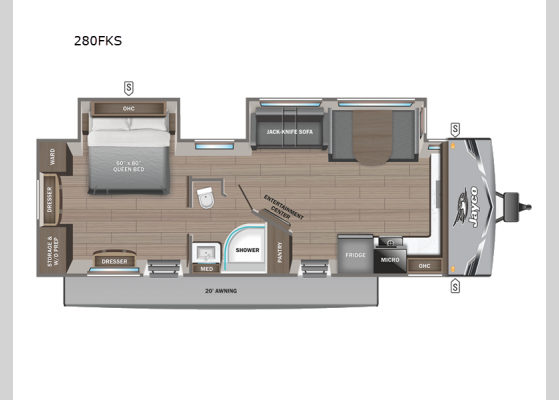 Floorplan - 2025 Jay Flight 280FKS Travel Trailer