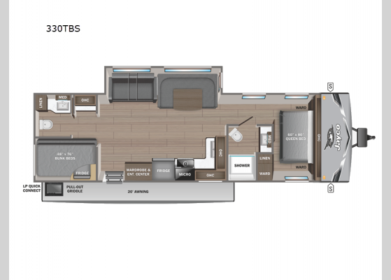 Floorplan - 2025 Jay Flight 330TBS Travel Trailer