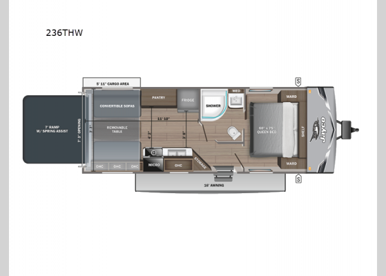 Floorplan - 2025 Jay Flight 236THW Toy Hauler Travel Trailer