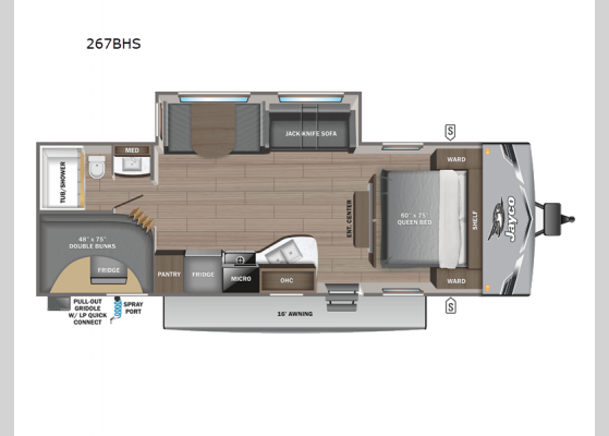 Floorplan - 2025 Jay Flight 267BHS Travel Trailer