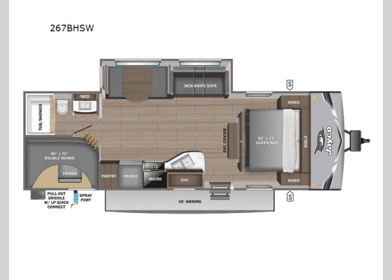 Floorplan - 2025 Jay Flight 267BHSW Travel Trailer