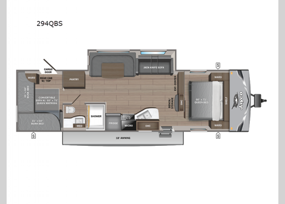 Floorplan - 2025 Jay Flight 294QBS Travel Trailer