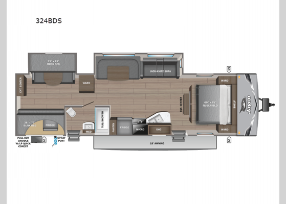 Floorplan - 2025 Jay Flight 324BDS Travel Trailer