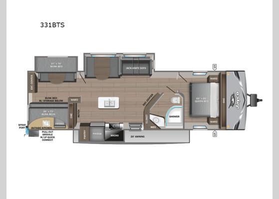 Floorplan - 2025 Jay Flight 331BTS Travel Trailer