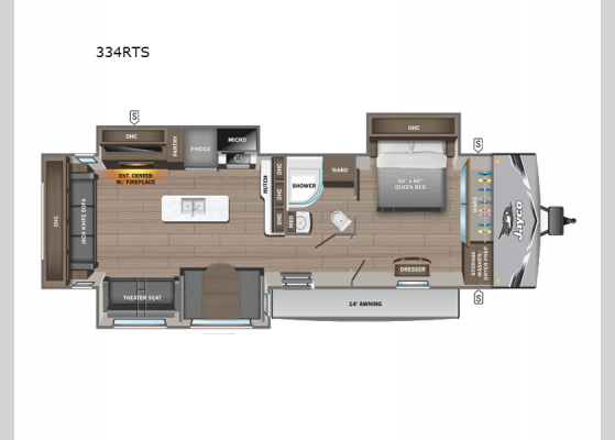 Floorplan - 2025 Jay Flight 334RTS Travel Trailer