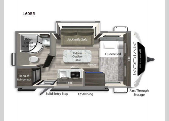 Floorplan - 2025 Kodiak Cub 160RB Travel Trailer