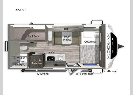 Floorplan - 2025 Kodiak Cub 162BH Travel Trailer