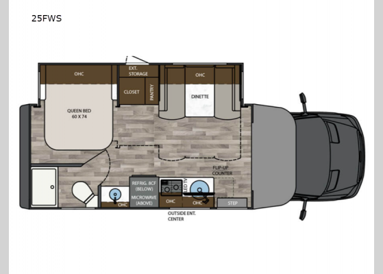 Floorplan - 2025 Vienna 25FWS Motor Home Class C - Diesel