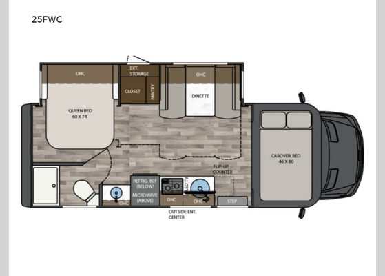 Floorplan - 2025 Vienna 25FWC Motor Home Class C - Diesel