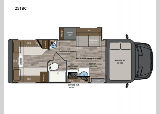 Floorplan - 2025 Vienna 25TBC Motor Home Class C - Diesel