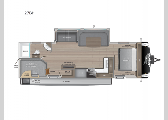 Floorplan - 2025 Jay Feather 27BH Travel Trailer