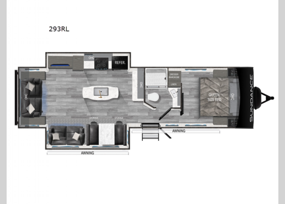 Floorplan - 2024 Sundance Ultra Lite 293RL Travel Trailer