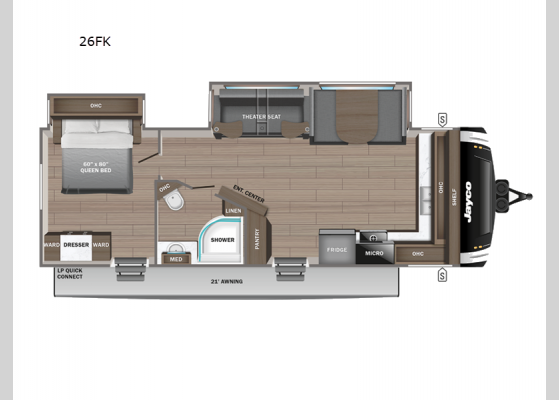 Floorplan - 2025 Jay Feather 26FK Travel Trailer