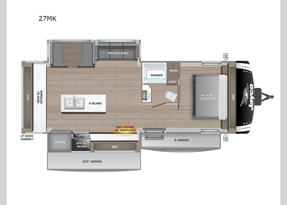 Floorplan - 2025 Jay Feather 27MK Travel Trailer