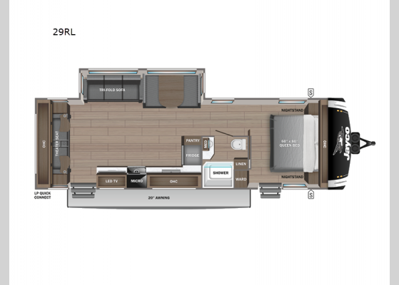 Floorplan - 2025 Jay Feather 29RL Travel Trailer