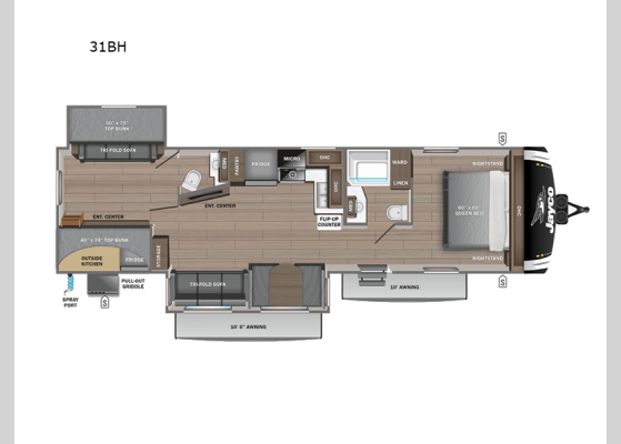 Floorplan - 2025 Jay Feather 31BH Travel Trailer