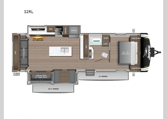 Floorplan - 2025 Jay Feather 32RL Travel Trailer