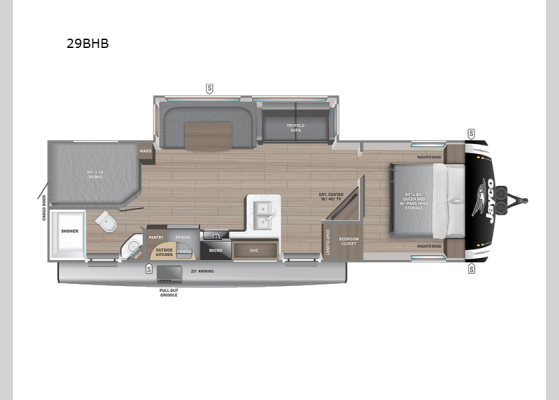 Floorplan - 2025 Jay Feather 29BHB Travel Trailer