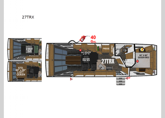 Floorplan - 2025 Trail Series MTN TRX 27TRX Toy Hauler Travel Trailer