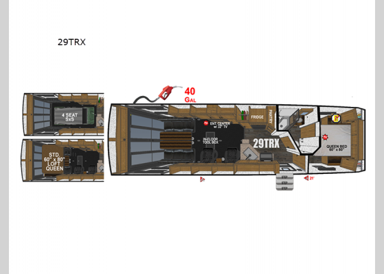 Floorplan - 2025 Trail Series MTN TRX 29TRX Toy Hauler Travel Trailer