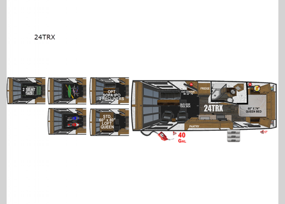 Floorplan - 2025 Trail Series MTN TRX 24TRX Toy Hauler Travel Trailer