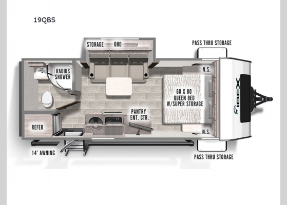 Floorplan - 2024 IBEX 19QBS Travel Trailer