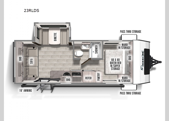 Floorplan - 2024 IBEX 23RLDS Travel Trailer