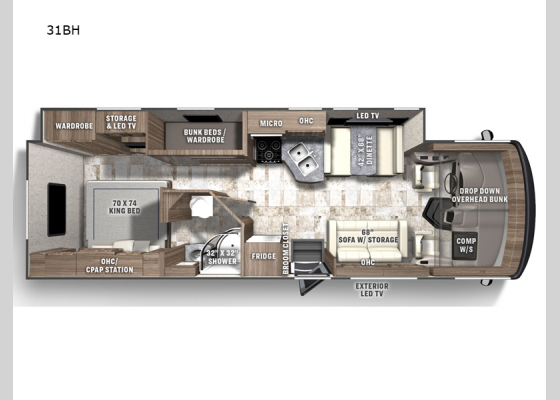 Floorplan - 2024 Pursuit 31BH Motor Home Class A