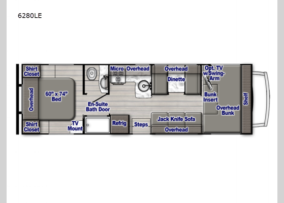 Floorplan - 2023 Yellowstone 6280LE Motor Home Class C