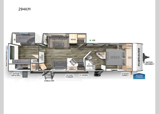 Floorplan - 2024 Cherokee 294KM Travel Trailer