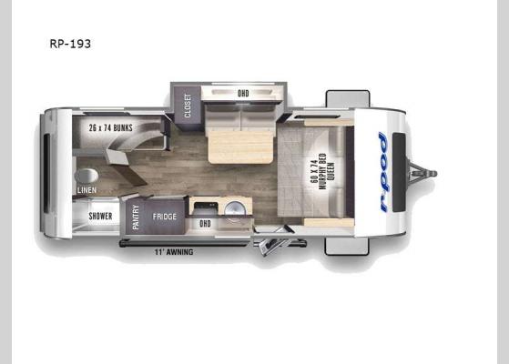 Floorplan - 2024 R Pod RP-193 Travel Trailer