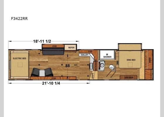 Floorplan - 2025 Attitude Platinum F3422RR Toy Hauler Fifth Wheel