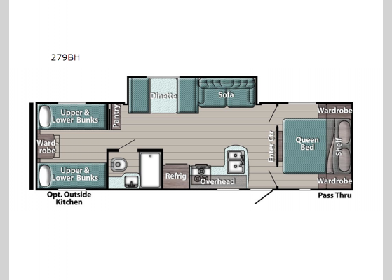 Floorplan - 2024 Kingsport Ultra Lite 279BH Travel Trailer