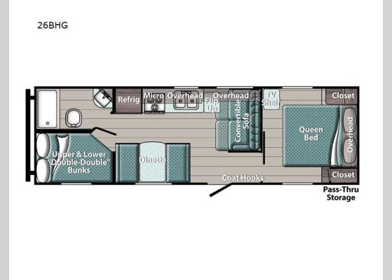 Floorplan - 2024 Kingsport Ultra Lite 26BHG Travel Trailer