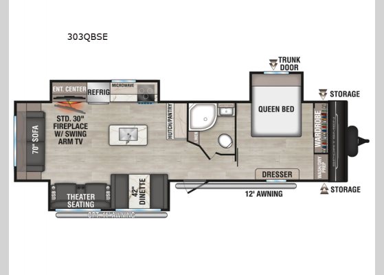 Floorplan - 2026 Sportsmen SE 303QBSE Travel Trailer