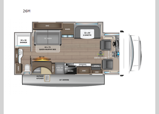 Floorplan - 2023 Redhawk 26M Motor Home Class C