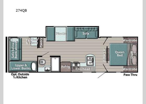 Floorplan - 2024 Kingsport Ultra Lite 274QB Travel Trailer