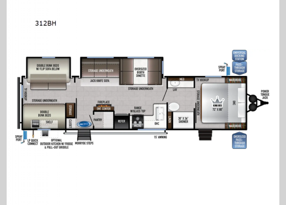 Floorplan - 2025 Della Terra 312BH Travel Trailer