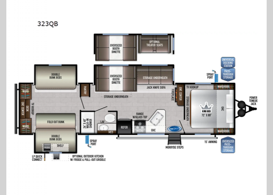 Floorplan - 2025 Della Terra 323QB Travel Trailer