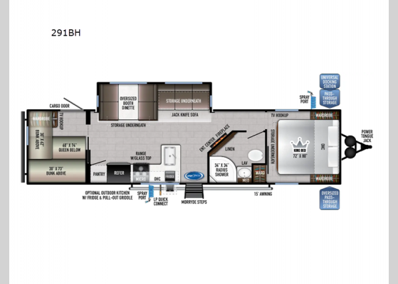 Floorplan - 2025 Della Terra 291BH Travel Trailer